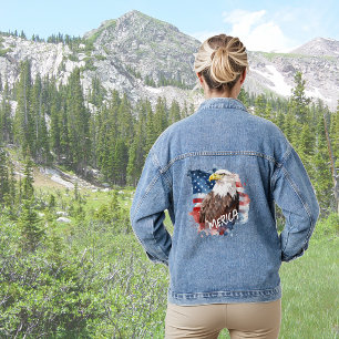 Bald Eagle 'Merica Flag Patriotic Jeansjacke