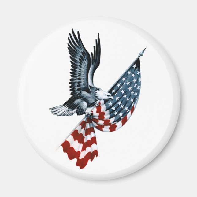 Bald Eagle mit amerikanischer Flagge Magnet (Vorne)