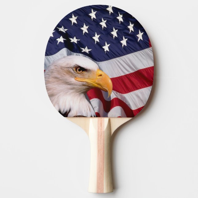 Bald Eagle mit amerikanischer Flagge Tischtennis Schläger (Vorderseite)