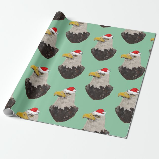 Bald Eagle mit einer Weihnachtsmannmütze Geschenkpapier (Ungerollt)