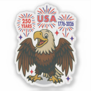Bald Eagle mit Fireworks- USA 250 Years 1776-2026 Aufkleber
