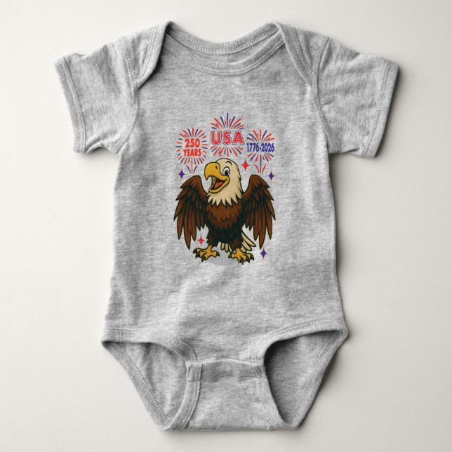 Bald Eagle mit Fireworks- USA 250 Years 1776-2026 Baby Strampler (Vorderseite)