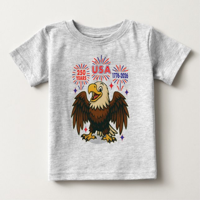 Bald Eagle mit Fireworks- USA 250 Years 1776-2026 Baby T-shirt (Vorderseite)