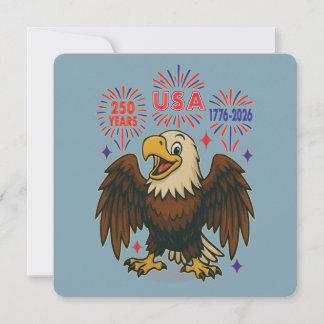 Bald Eagle mit Fireworks- USA 250 Years 1776-2026 Einladung
