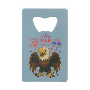 Bald Eagle mit Fireworks- USA 250 Years 1776-2026 Geldbeutel Flaschenöffner