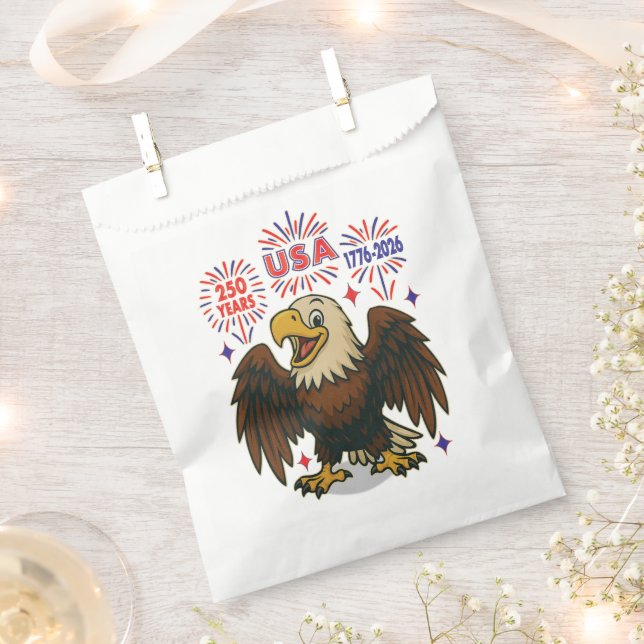 Bald Eagle mit Fireworks- USA 250 Years 1776-2026 Geschenktütchen (Ausgeschnitten)