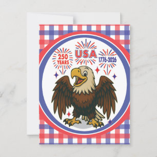 Bald Eagle mit Fireworks- USA 250 Years 1776-2026 Postkarte