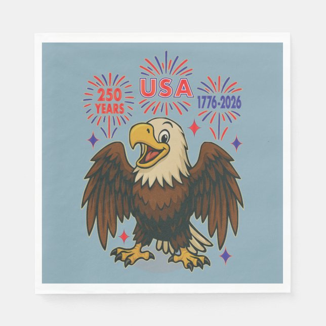Bald Eagle mit Fireworks- USA 250 Years 1776-2026 Serviette (Vorderseite)