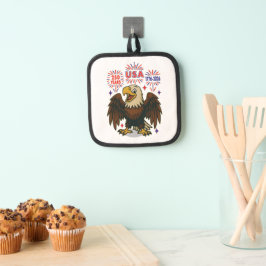 Bald Eagle mit Fireworks- USA 250 Years 1776-2026 Topflappen