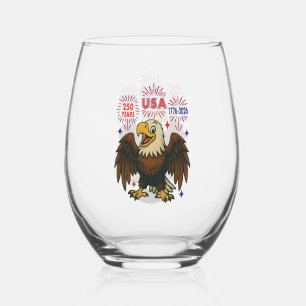 Bald Eagle mit Fireworks- USA 250 Years 1776-2026 Weinglas Ohne Stiel