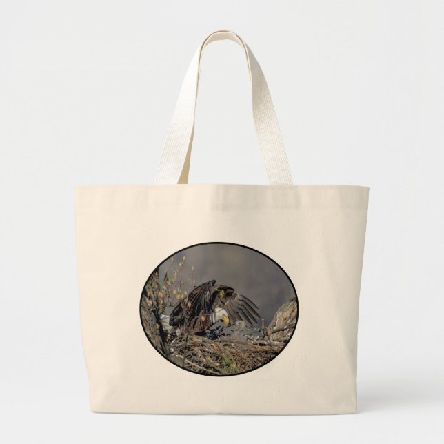 Bald Eagle mit ihrem Baby Jumbo Stoffbeutel (Vorne)