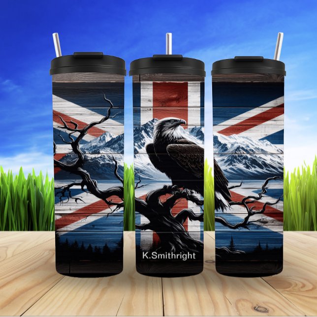 Bald Eagle mit Union Jack Thermosbecher (Von Creator hochgeladen)