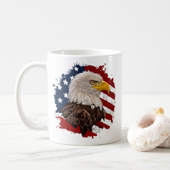 Bald Eagle mit USA Flag Patriotische Tasse (Mit Donut)