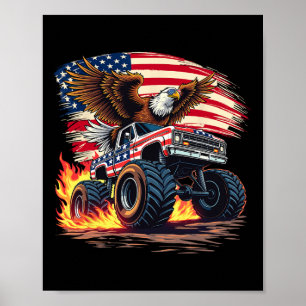 Bald Eagle Monster Truck - Amerikanische Flagge 4. Poster