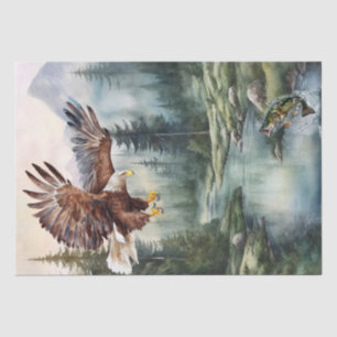 Bald Eagle Mountain River Bass Wasserfarbe Seidenpapier