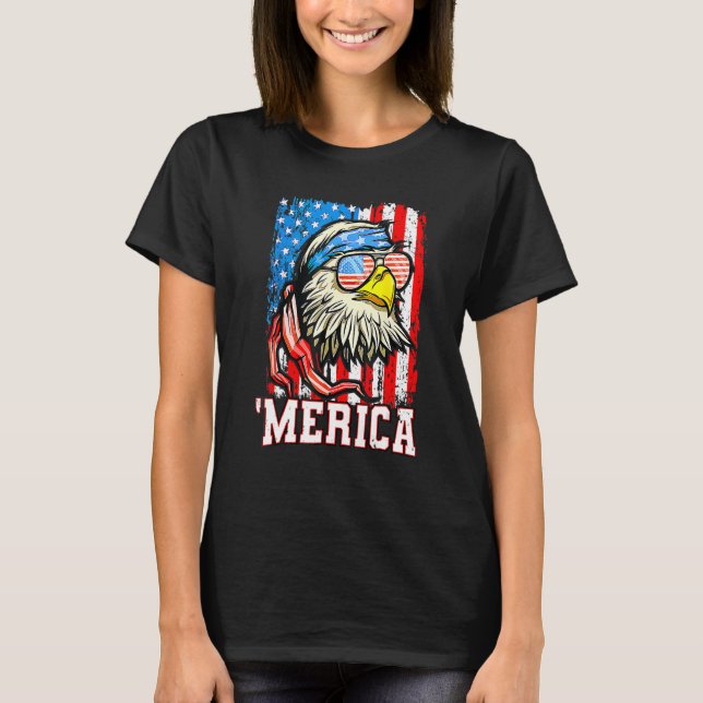 Bald Eagle Mullet Merica American Flag  4th Of Jul T-Shirt (Vorderseite)