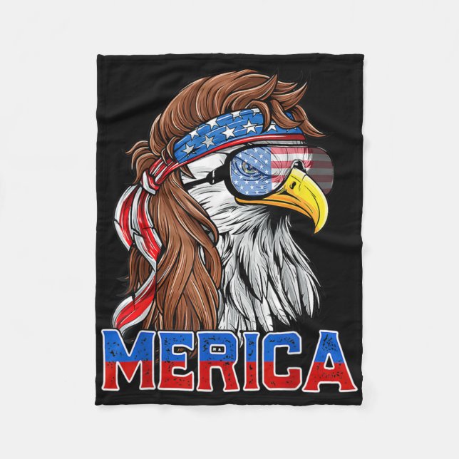 Bald Eagle Mullet Merica American Flag Patriotic 4 Fleecedecke (Vorderseite)