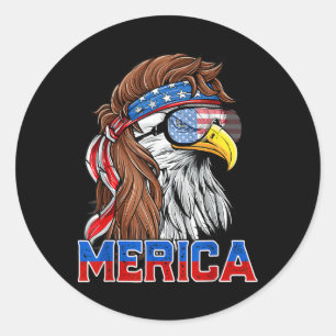 Bald Eagle Mullet Merica American Flag Patriotic 4 Runder Aufkleber