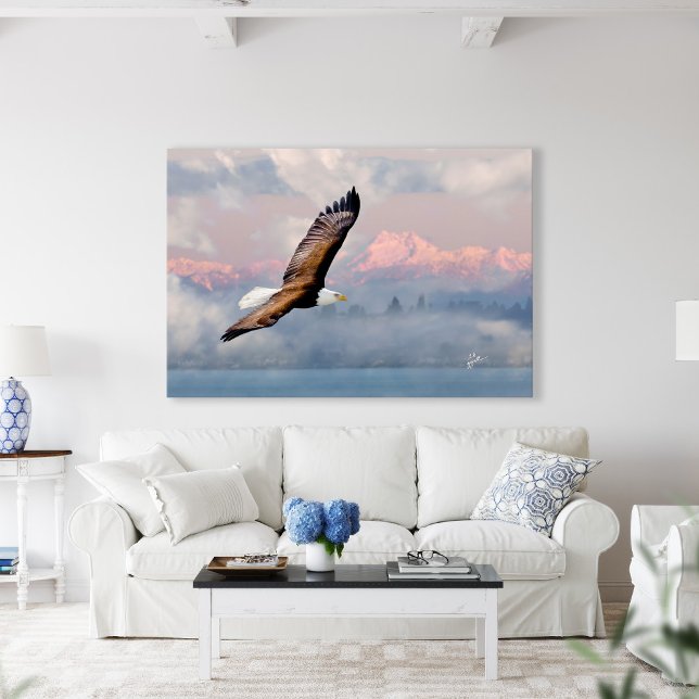 Bald Eagle Olympic Mtns Fine Art - 60"x40" Leinwanddruck (Von Creator hochgeladen)