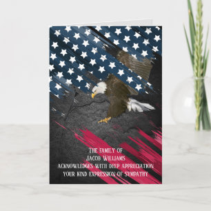 Bald Eagle On Flag Beileid vielen Dank Karte