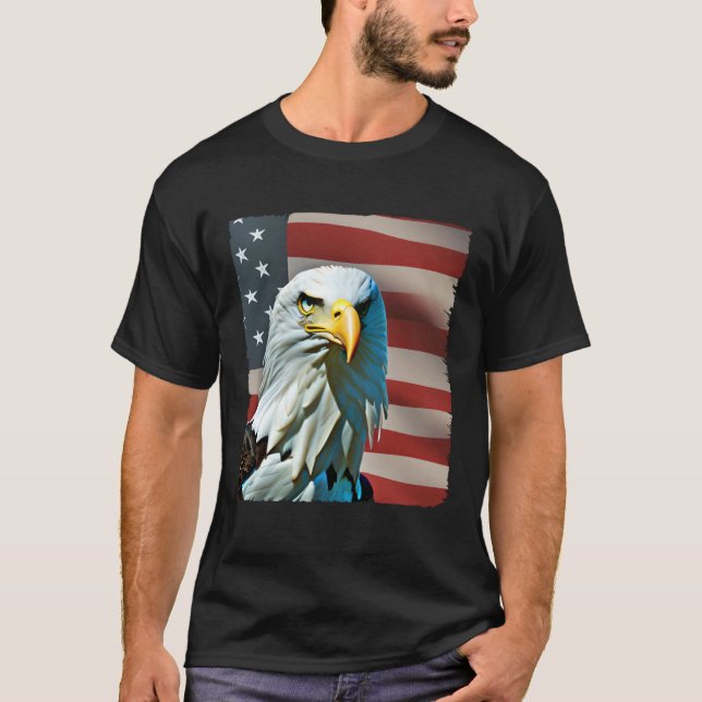 Bald Eagle On USA Flag American 4th of July T-Shirt (Vorderseite)