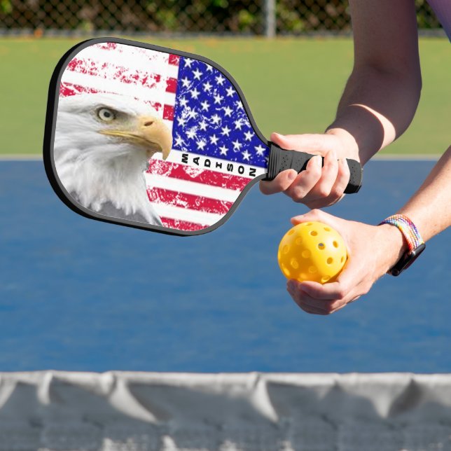 Bald Eagle Personalisiert amerikanische Flagge Pickleball Schläger (InSitu)
