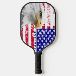 Bald Eagle Personalisiert amerikanische Flagge Pickleball Schläger