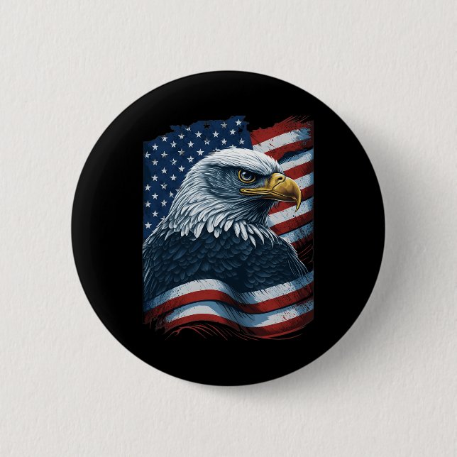 Bald Eagle Proud Patriotic American Us Flag 4. Button (Vorderseite)