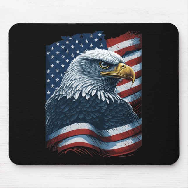 Bald Eagle Proud Patriotic American Us Flag 4. Mousepad (Vorne)
