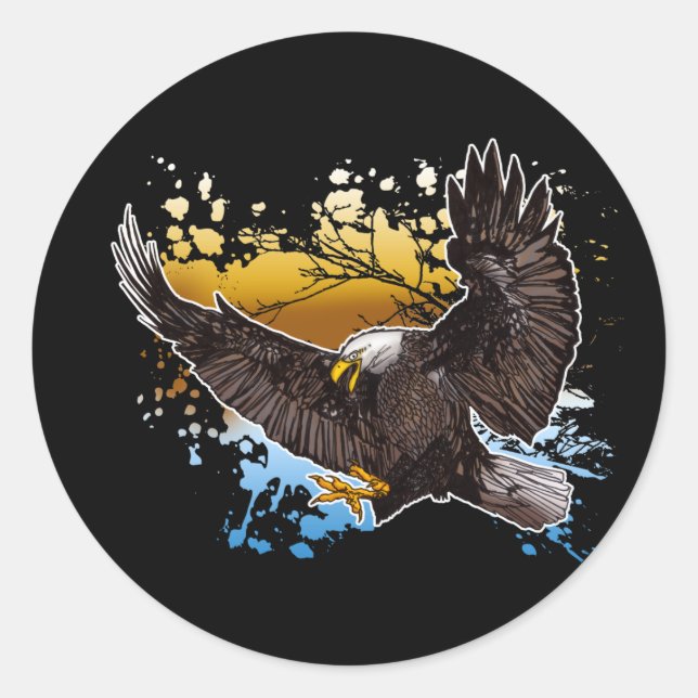 Bald Eagle Runder Aufkleber (Vorderseite)