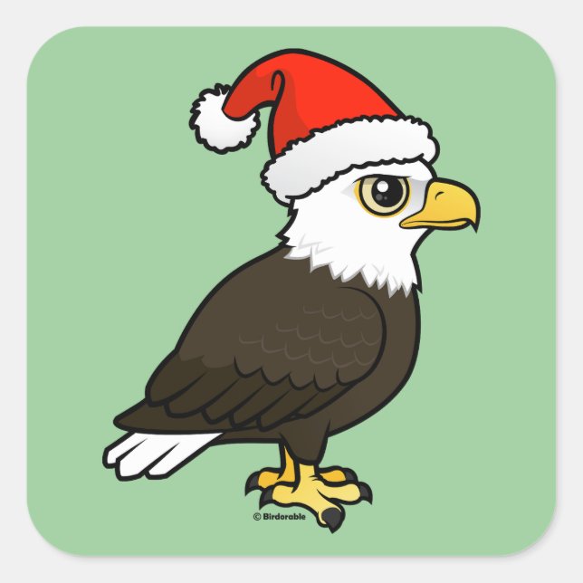 Bald Eagle Santa Quadratischer Aufkleber (Vorderseite)