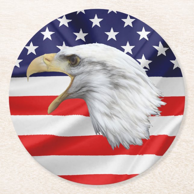 Bald Eagle schön patriotisch Runder Pappuntersetzer (Vorderseite)