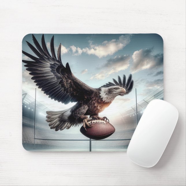 Bald Eagle Scoring a Touchdown Mousepad (Mit Mouse)