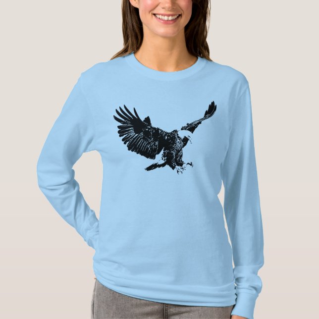 Bald Eagle Silhouette Pop Art T-Shirt (Vorderseite)
