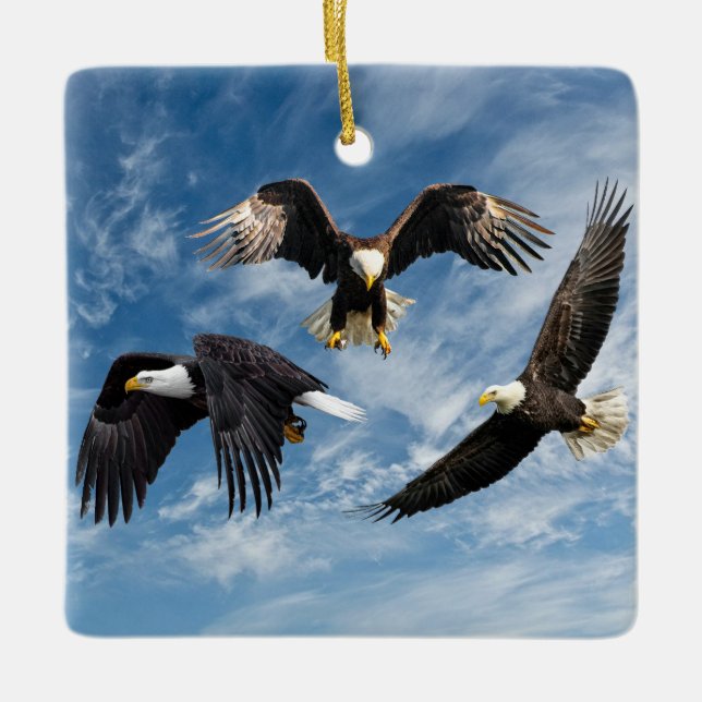 Bald Eagle Soaring Keramikornament (Vorderseite)