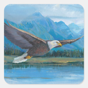 Bald Eagle Soaring Quadratischer Aufkleber