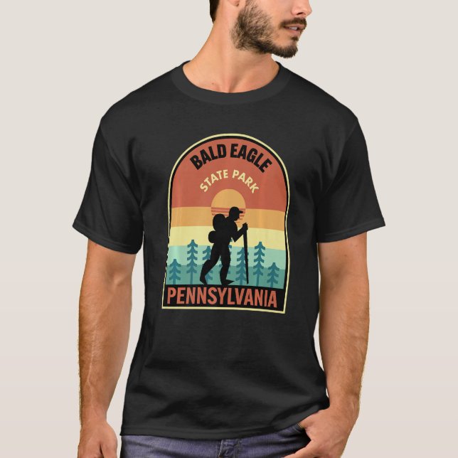 Bald Eagle Staat Park Pennsylvania Retro Wandern T-Shirt (Vorderseite)