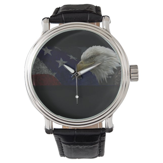 Bald Eagle Stars & Stripes Patriotic Armbanduhr (Vorderseite)
