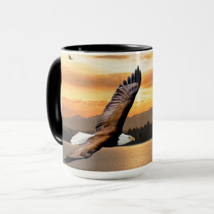 Bald Eagle Sunset über olympische Mönche Kunst Tasse