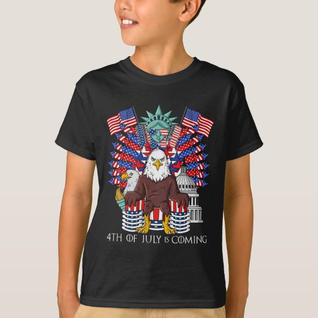 Bald Eagle Throne 4. Juli USA Patriotic Boys K T-Shirt (Vorderseite)