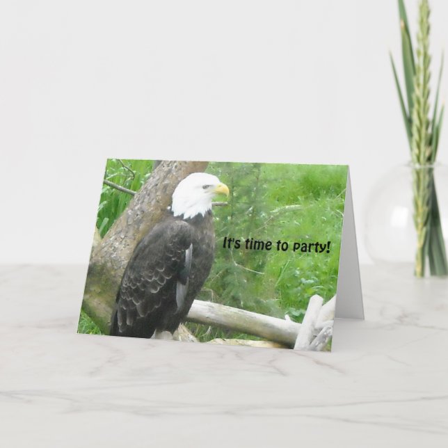 Bald Eagle Time to Party Karte (Vorderseite)