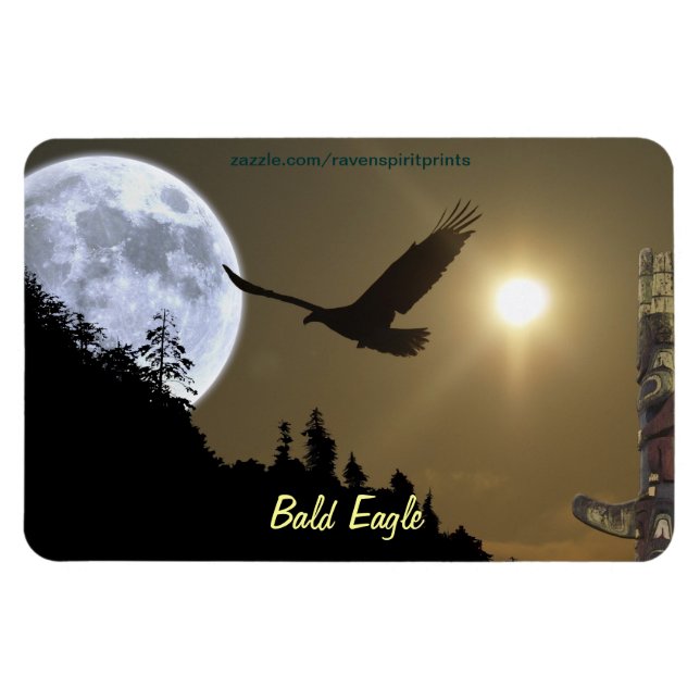 Bald Eagle Totem & Super Moon Wildlife Magnet (Horizontal)