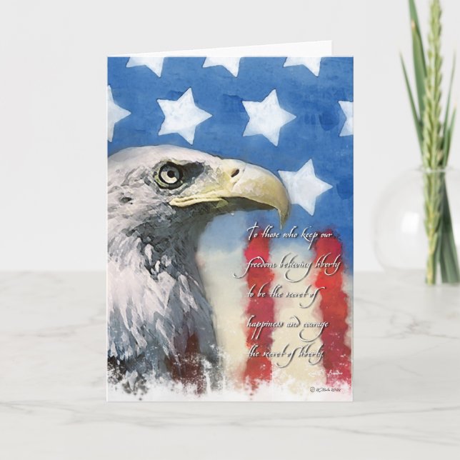 Bald Eagle U.S Flag und Patriotic Dankeschön Karte (Vorderseite)