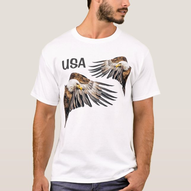 Bald Eagle über die Wing/USA T-Shirt (Vorderseite)