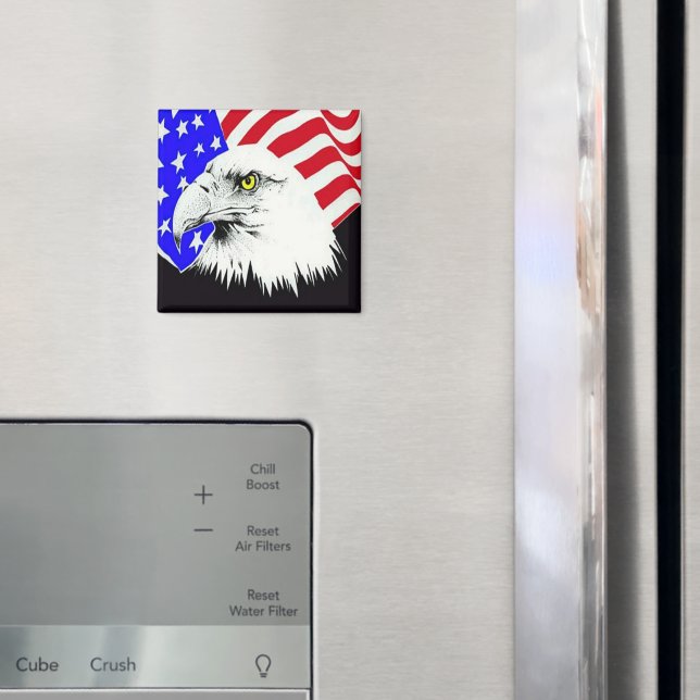Bald Eagle und die amerikanische Flagge Magnet (In Situ (Kühlschrank))