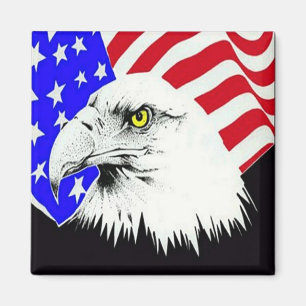 Bald Eagle und die amerikanische Flagge Magnet