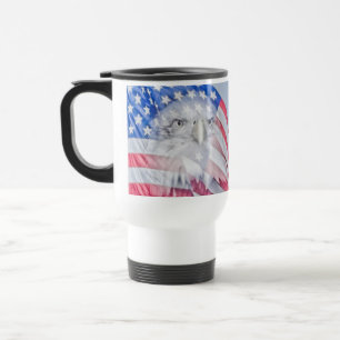 Bald Eagle und die amerikanische Flagge Reisebecher