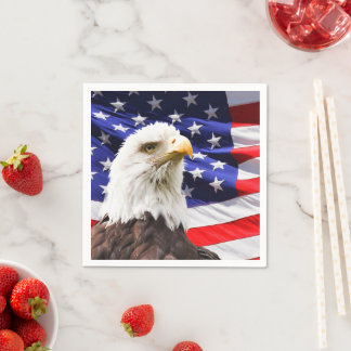 Bald Eagle und die amerikanische Flagge Serviette