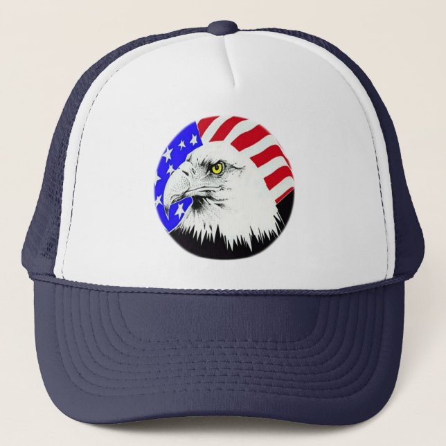 Bald Eagle und die amerikanische Flagge Truckerkappe (Vorderseite)
