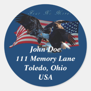 "Bald Eagle/US Flag"-Adressenaufkleber Runder Aufkleber